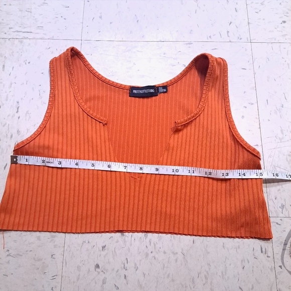 Prettylittlething | Women's Orange Ribbed Crop Top - Picture 7 of 7
